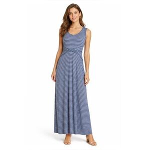 Max studio, Blue Striped Maxi Dress with waist detail, Size L